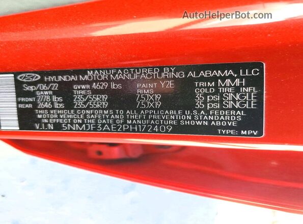 5NMJF3AE2PH172409 2023 HYUNDAI TUCSON Красный Вид подкапотного пространства
