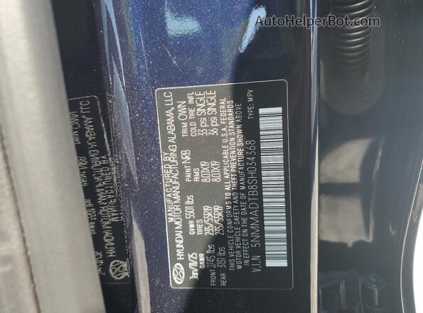 5NMMADTB8SH034368 2025 GENESIS GV70 Blue VIN sticker view