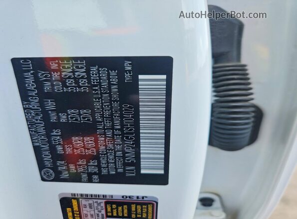 5NMP24GL1SH104029 2025 HYUNDAI SANTA White სალონის 360-გრადუსიანი ხედი