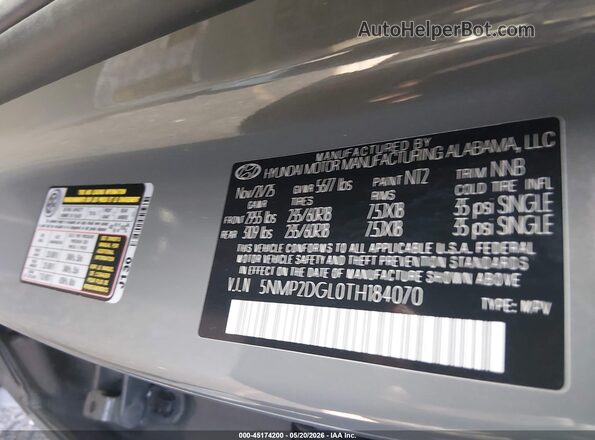 5NMP2DGL0TH184070 2026 HYUNDAI SANTA FE Black ძრავის განყოფილების ხედი