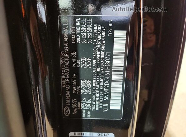 5NMP2DGL5TH180371 2026 HYUNDAI SANTA Черный Вид наклейки с VIN-кодом