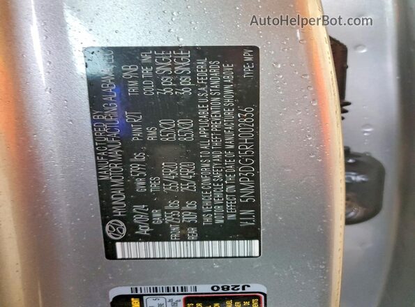 5NMP3DG15RH002836 2024 HYUNDAI SANTA Серый Вид наклейки с VIN-кодом