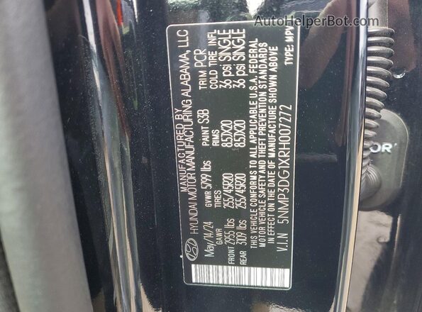 5NMP3DG1XRH007272 2024 HYUNDAI SANTA Черный Вид подкапотного пространства