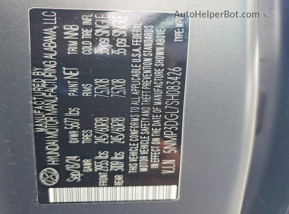 5NMP3DGL7SH083426 2025 HYUNDAI SANTA Gray სალონის 360-გრადუსიანი ხედი