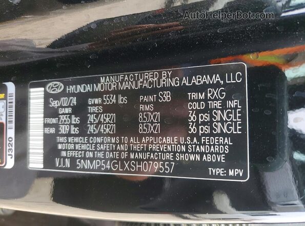 5NMP54GLXSH079557 2025 HYUNDAI SANTA FE CALLIGRAPHY Black VIN կոդի պիտակի տեսք