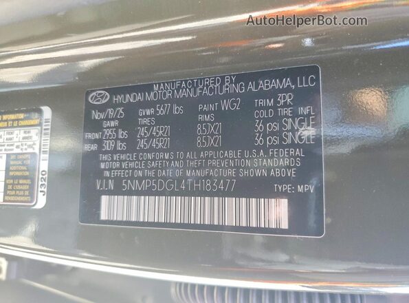 5NMP5DGL4TH183477 2026 HYUNDAI SANTA Зеленый Вид наклейки с VIN-кодом