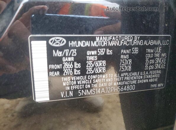 5NMS14AJ2PH564800 2023 HYUNDAI SANTA Черный Вид подкапотного пространства