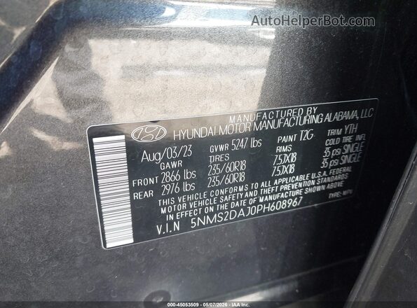 5NMS2DAJ0PH608967 2023 HYUNDAI SANTA FE Gray Widok komory silnika