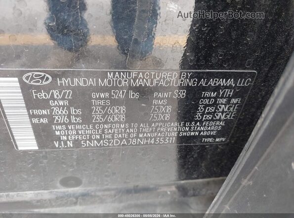 5NMS2DAJ8NH435311 2022 HYUNDAI SANTA FE Black Widok komory silnika