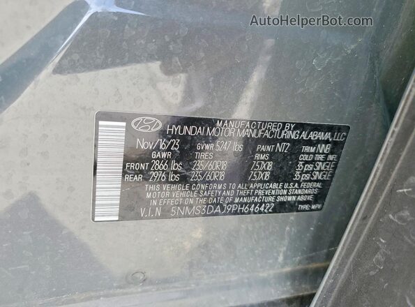 5NMS3DAJ9PH646422 2023 HYUNDAI SANTA Gray Vista del compartimento del motor