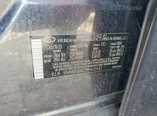 5NMS5DAL1PH633532 2023 HYUNDAI SANTA FE CALLIGRAPHY Charcoal VIN sticker view