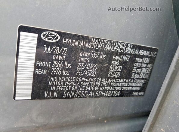 5NMS5DAL5PH487104 2023 HYUNDAI SANTA Серый Вид наклейки с VIN-кодом