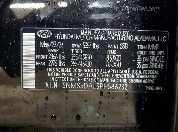 5NMS5DAL5PH586232 2023 HYUNDAI SANTA Black Vista del compartimento del motor
