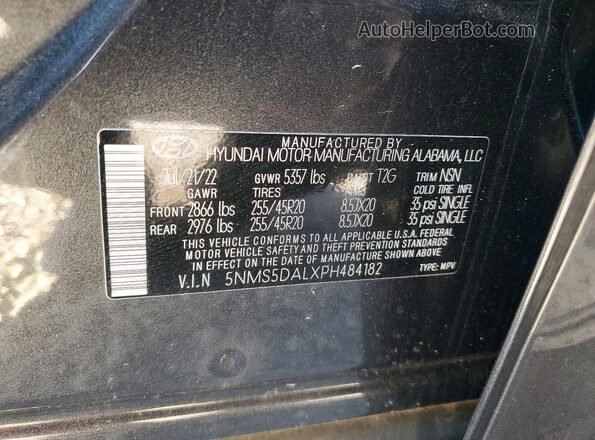 5NMS5DALXPH484182 2023 HYUNDAI SANTA Серый Панорамный вид салона 360°
