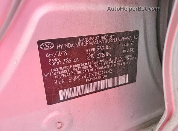 5NPD74LFXJH347442 2018 HYUNDAI ELANTRA Silver Widok komory silnika