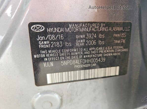 5NPD84LF0HH005439 2017 HYUNDAI ELANTRA Серый Вид подкапотного пространства