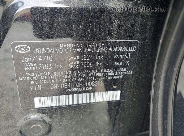 5NPD84LF0HH008261 2017 HYUNDAI ELANTRA Black ძრავის განყოფილების ხედი