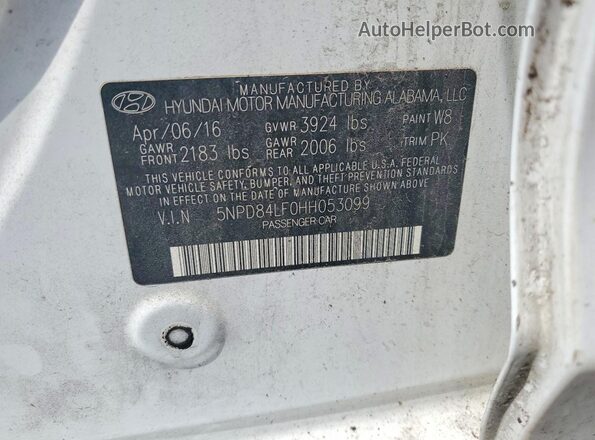 5NPD84LF0HH053099 2017 HYUNDAI ELANTRA White Vista del compartimento del motor