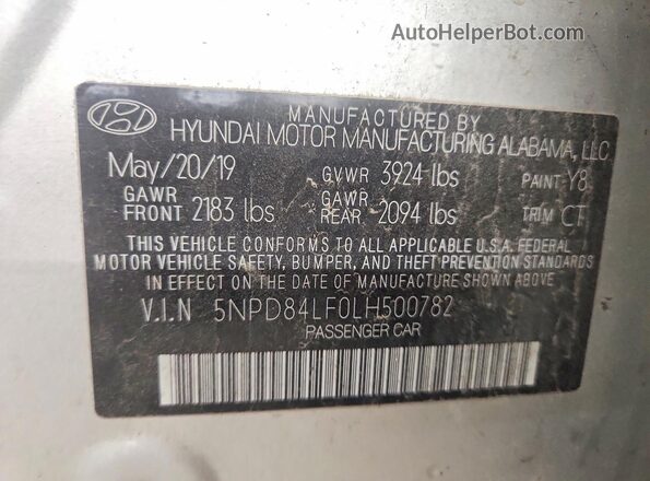 5NPD84LF0LH500782 2020 HYUNDAI ELANTRA Silver Вид підкапотного простору