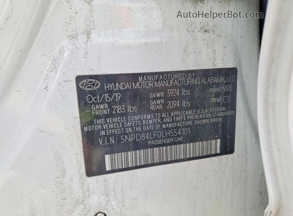 5NPD84LF0LH554101 2020 HYUNDAI ELANTRA Белый Вид подкапотного пространства