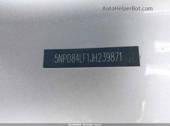 5NPD84LF1JH239871 2018 HYUNDAI ELANTRA Серебряный 