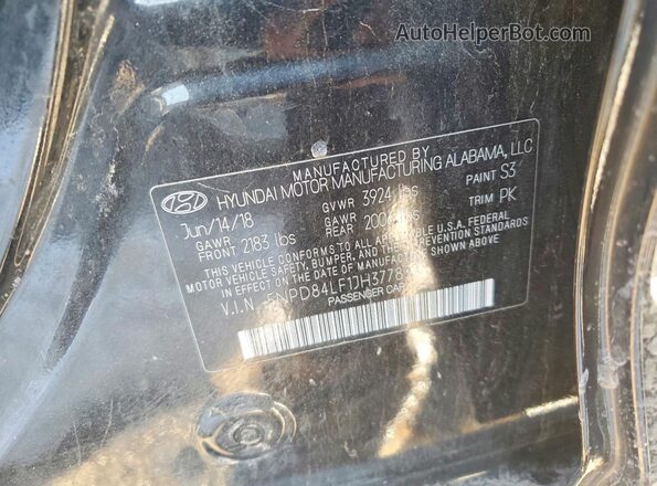 5NPD84LF1JH377832 2018 HYUNDAI ELANTRA Черный Вид подкапотного пространства