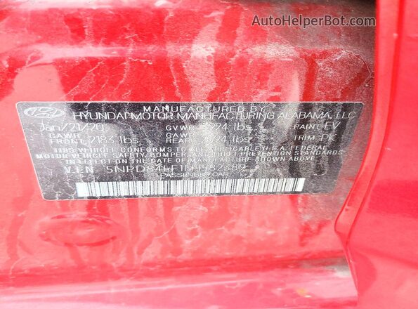 5NPD84LF1LH582389 2020 HYUNDAI ELANTRA Red Widok komory silnika