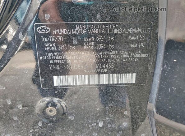 5NPD84LF1LH604455 2020 HYUNDAI ELANTRA Black Շարժիչի բաժամունքի տեսք