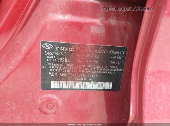 5NPD84LF2LH542466 2020 HYUNDAI ELANTRA Red Widok komory silnika