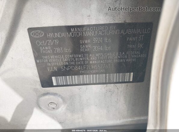 5NPD84LF2LH557761 2020 HYUNDAI ELANTRA Silver Widok komory silnika