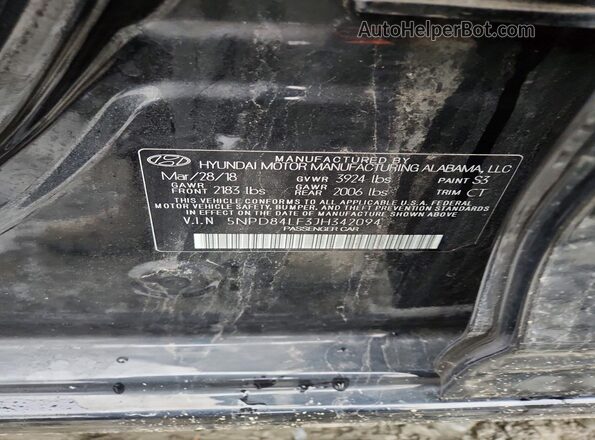 5NPD84LF3JH342094 2018 HYUNDAI ELANTRA Черный Вид подкапотного пространства