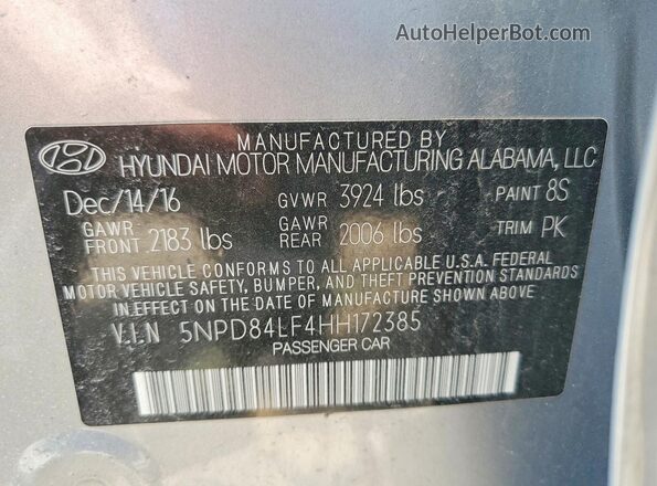 5NPD84LF4HH172385 2017 HYUNDAI ELANTRA Серебряный Вид подкапотного пространства