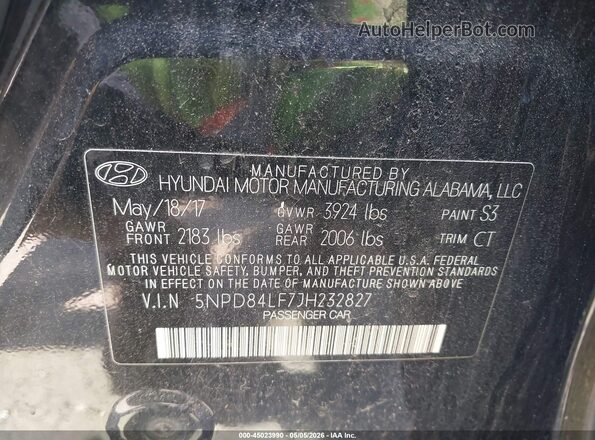 5NPD84LF7JH232827 2018 HYUNDAI ELANTRA Black Widok komory silnika