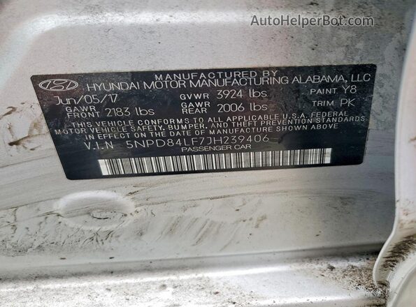 5NPD84LF7JH239406 2018 HYUNDAI ELANTRA Серебряный Вид подкапотного пространства