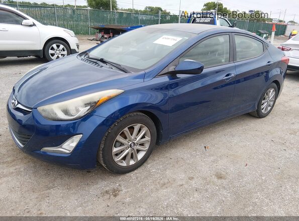 5NPDH4AE0GH659141 2016 HYUNDAI ELANTRA Синий Передняя левая четверть