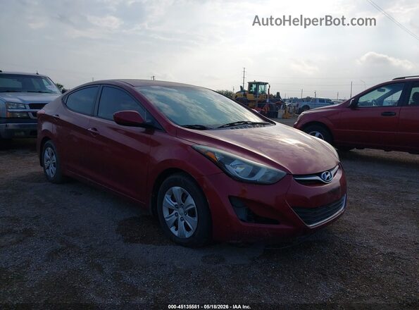 5NPDH4AE8GH681923 2016 HYUNDAI ELANTRA Red Delantero derecho