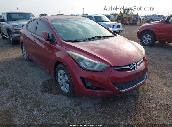 5NPDH4AE8GH681923 2016 HYUNDAI ELANTRA Red Vista frontal