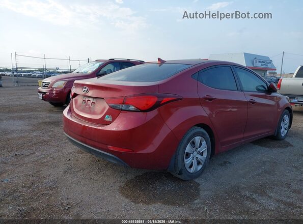 5NPDH4AE8GH681923 2016 HYUNDAI ELANTRA Red Trasero derecho
