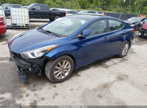 5NPDH4AE9GH749338 2016 HYUNDAI ELANTRA Синий Передняя левая четверть
