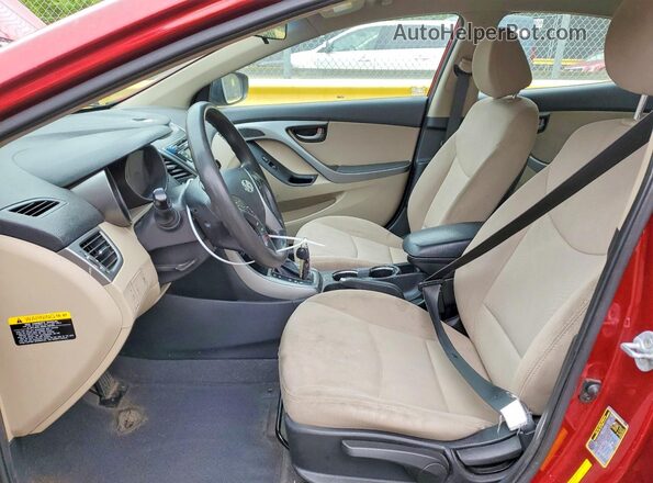 5NPDH4AEXGH656618 2016 HYUNDAI ELANTRA Красный Вид салона спереди