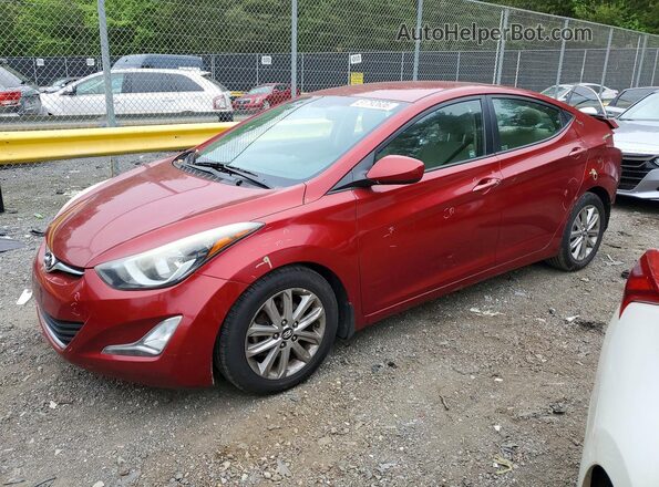 5NPDH4AEXGH656618 2016 HYUNDAI ELANTRA Красный Передняя левая четверть