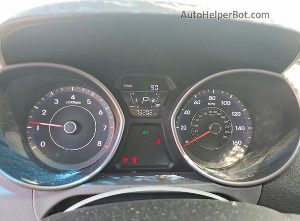 5NPDH4AEXGH727297 2016 HYUNDAI ELANTRA Белый Вид щитка приборов