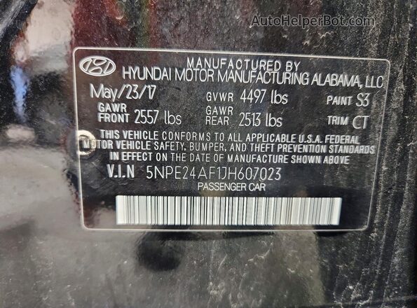 5NPE24AF1JH607023 2018 HYUNDAI SONATA Черный Вид подкапотного пространства