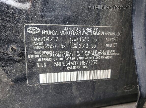 5NPE34AB7JH677233 2018 HYUNDAI SONATA Черный Вид подкапотного пространства