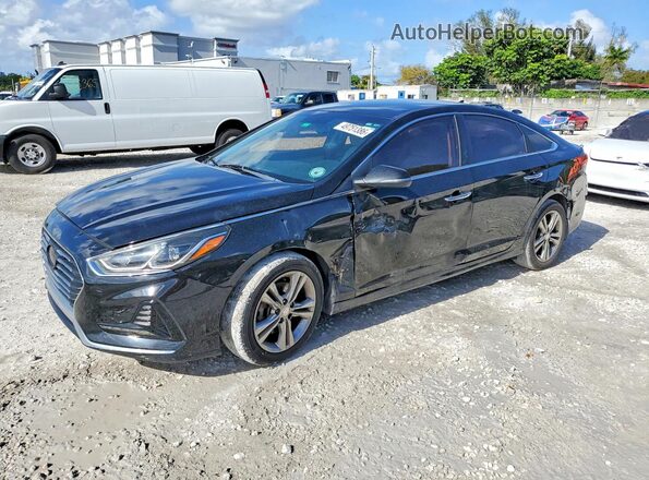 5NPE34AF0JH613862 2018 HYUNDAI SONATA Black Առջևի ձախ երեք քառորդ տեսարան