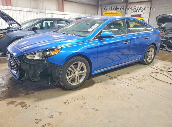 5NPE34AF0JH656372 2018 HYUNDAI SONATA Blue Առջևի ձախ երեք քառորդ տեսարան