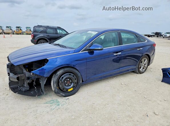 5NPE34AF1KH782824 2019 HYUNDAI SONATA Blue წინა მარცხენა ხედი სამი მეოთხედიდან