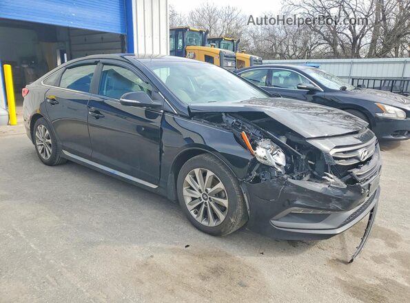 5NPE34AF8GH318775 2016 HYUNDAI SONATA Black Przód prawy