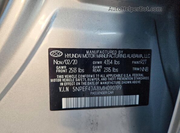 5NPEF4JA8MH090199 2021 HYUNDAI SONATA Серебряный Вид подкапотного пространства