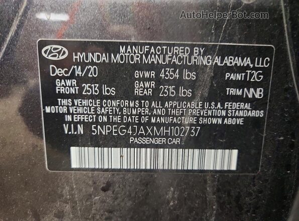 5NPEG4JAXMH102737 2021 HYUNDAI SONATA Gray Շարժիչի բաժամունքի տեսք